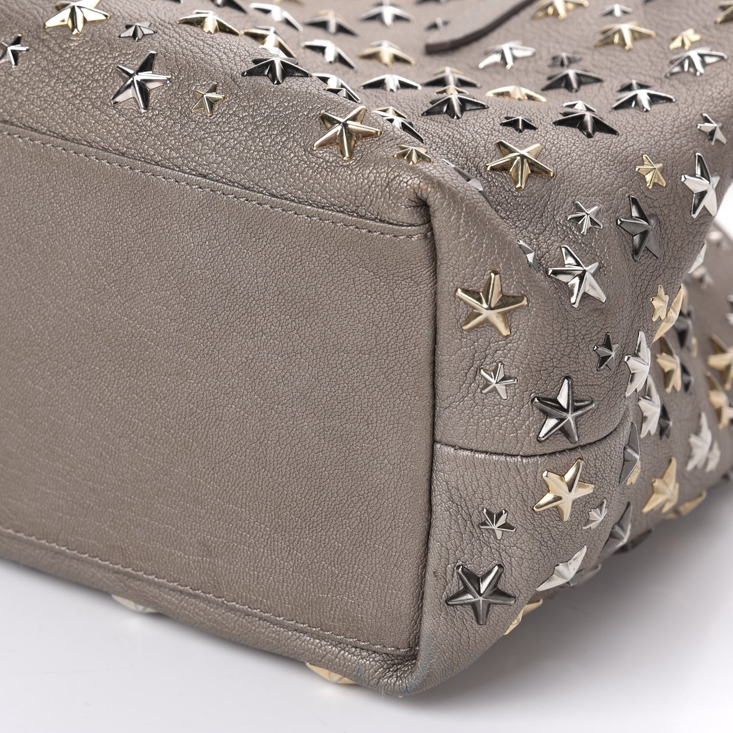Jimmy Choo Metallic Calfskin Small Sofia Star Studded Tote Grey 7 of 10