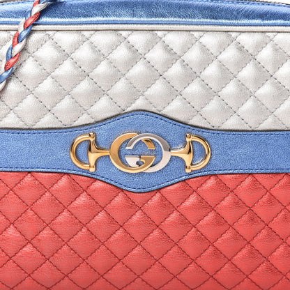 Gucci Laminated Nappa Trapuntata Small Zumi Shoulder Bag Rosso Marine Argento 10 of 10