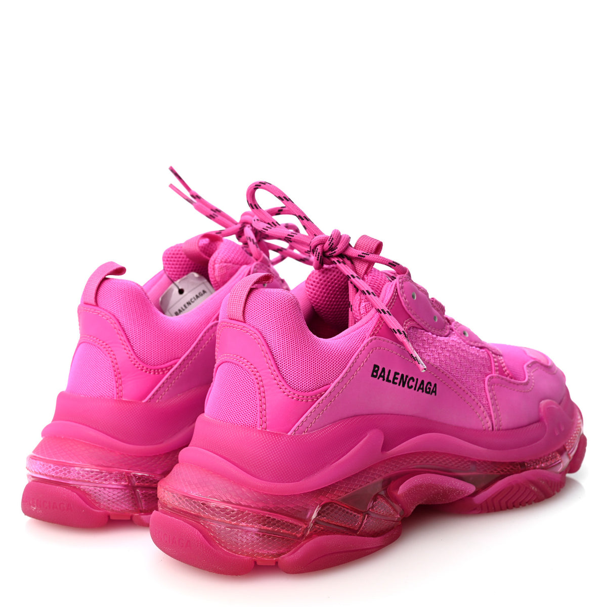 Fabric Mesh Clear Sole Fluo Womens Triple S Sneakers 41 Pink