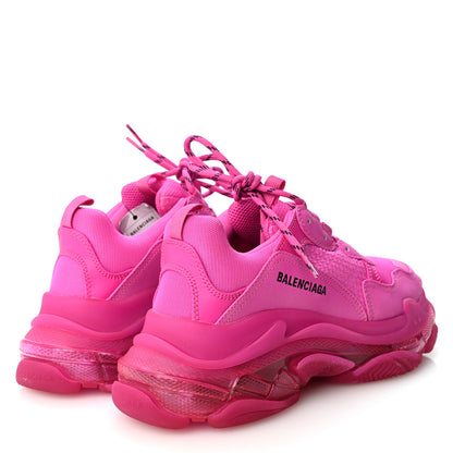 Balenciaga Fabric Mesh Clear Sole Fluo Womens Triple S Sneakers 41 Pink 5 of 9