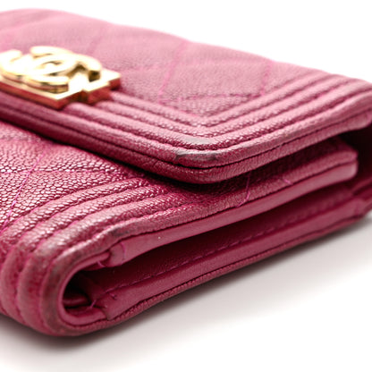 Chanel Caviar Quilted Compact Boy Wallet Dark Pink 8 of 11
