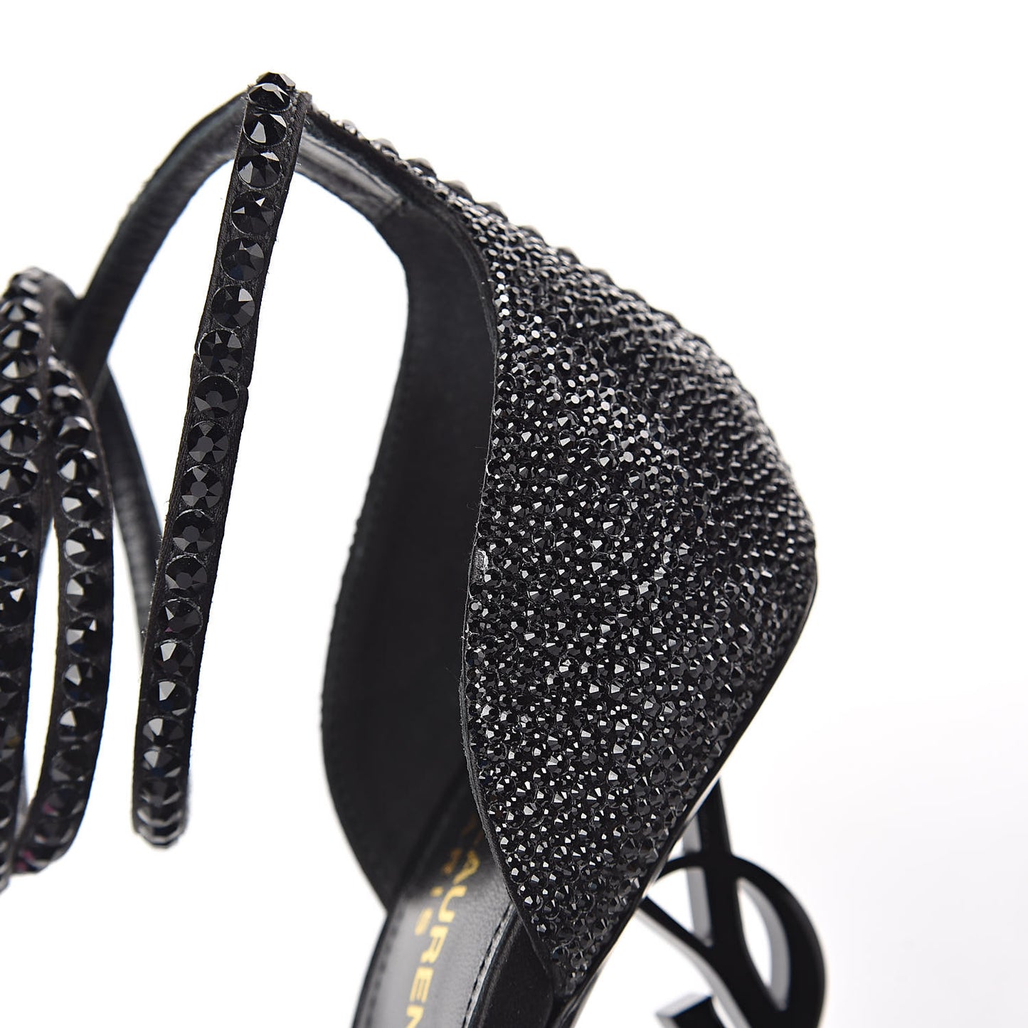 Satin Crystal Opyum Sandals 38 Black