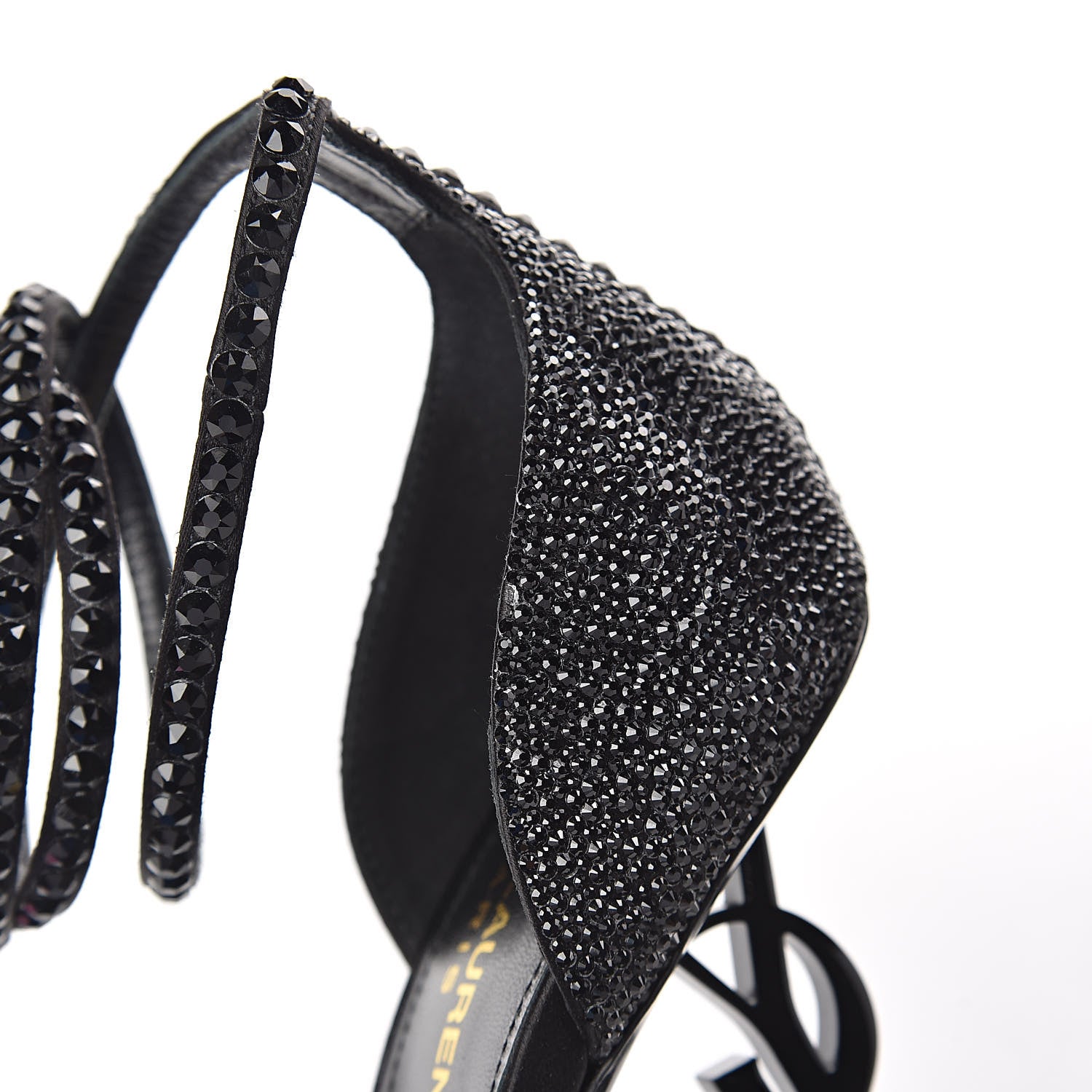 Saint Laurent Satin Crystal Opyum Sandals 38 Black 7 of 8