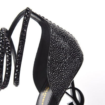 Saint Laurent Satin Crystal Opyum Sandals 38 Black 7 of 8
