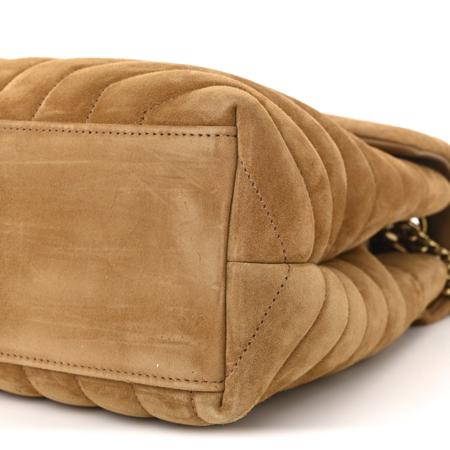Suede Y Quilted Monogram Medium Loulou Chain Satchel Cinnamon