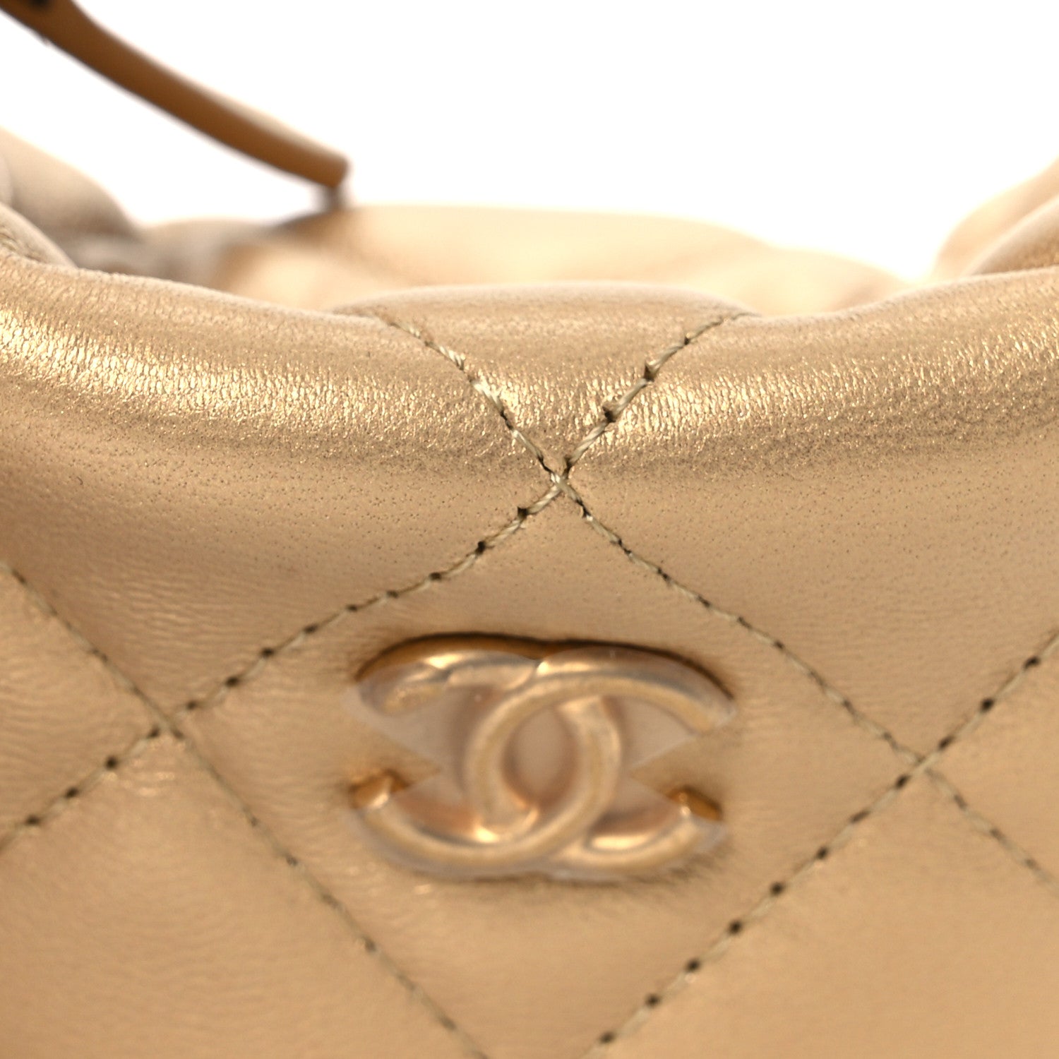 Chanel Metallic Lambskin Quilted Chain Around Mini Pouch Gold 8 of 11