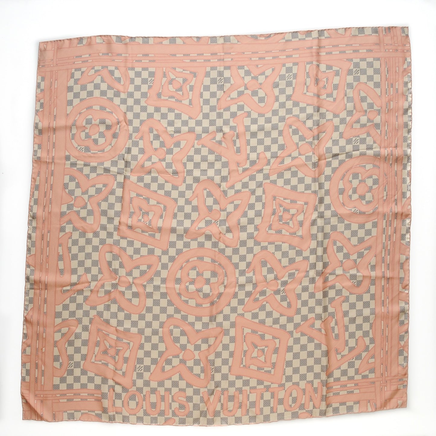 Silk Damier Azur Tahitienne Square Scarf