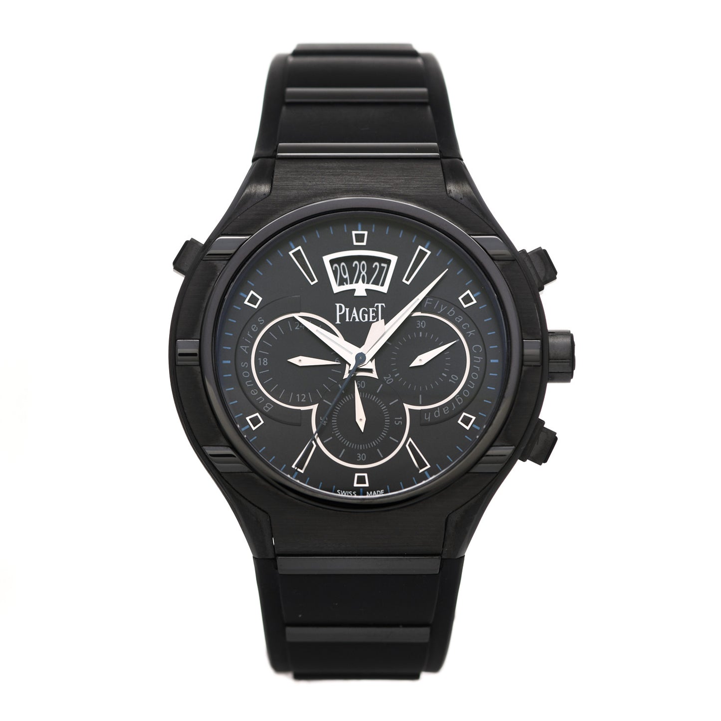 Stainless Steel DLC Titanium 45mm Polo FortyFive Flyback Chronograph Automatic Watch Black