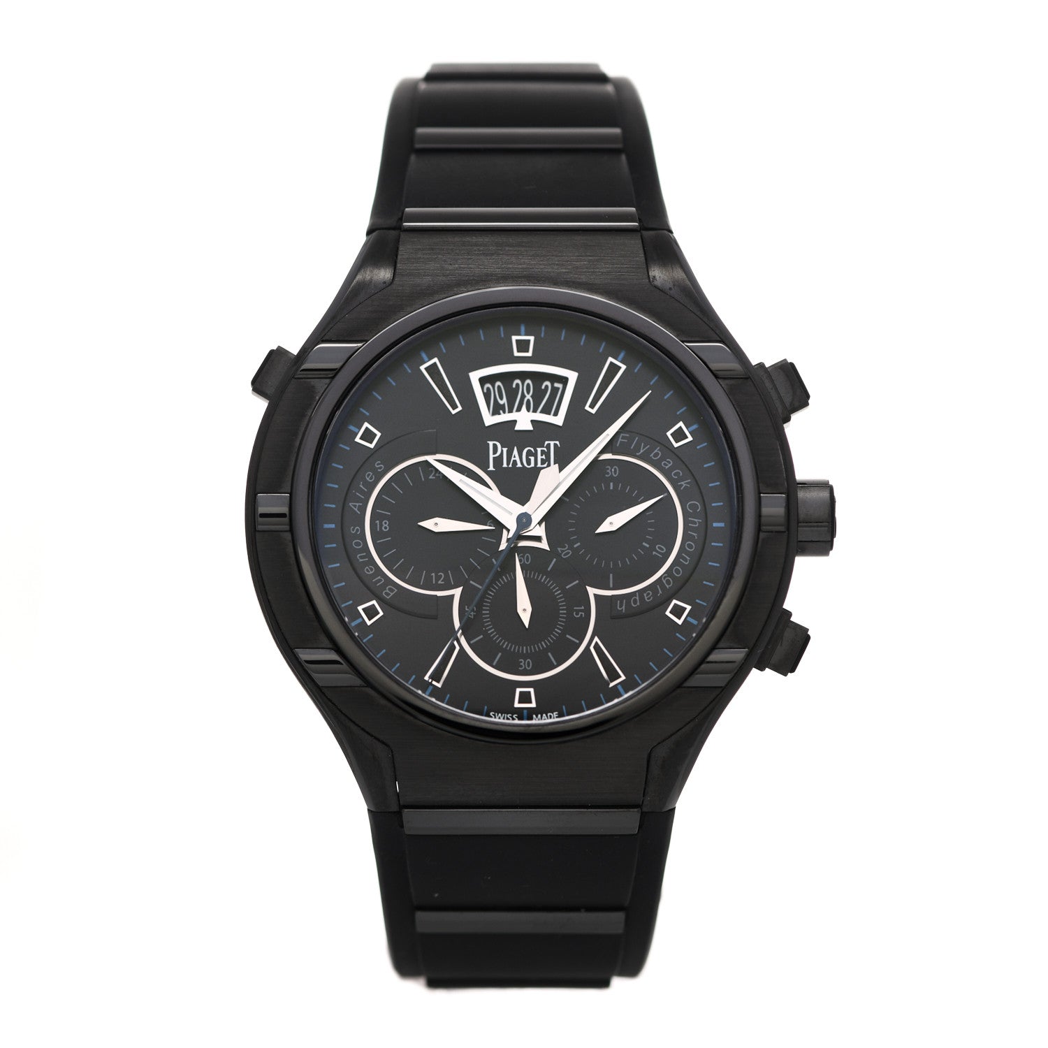 Piaget Stainless Steel DLC Titanium 45mm Polo FortyFive Flyback Chronograph Automatic Watch Black 1 of 4