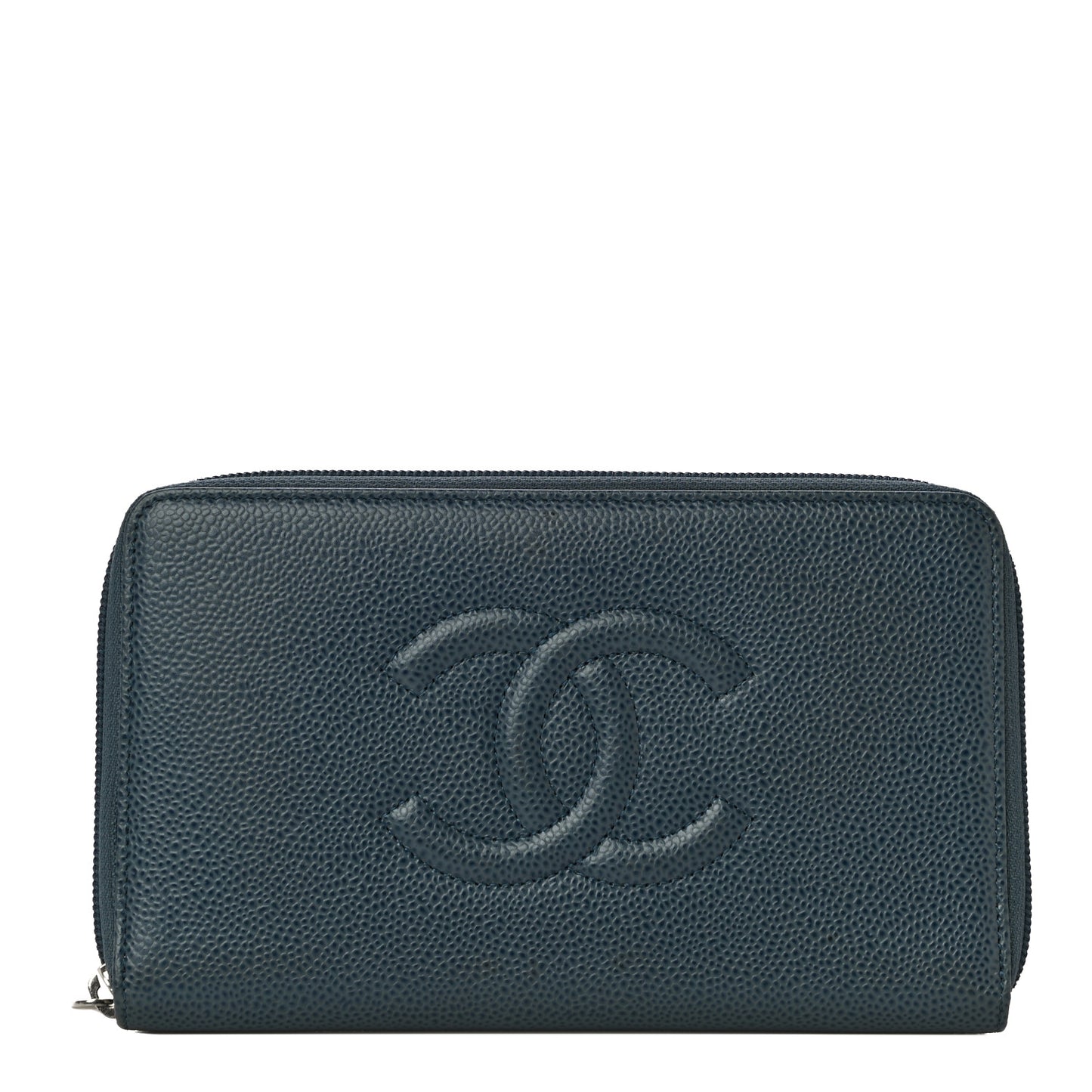Caviar Large CC Timeless Zip Around Wallet Blue