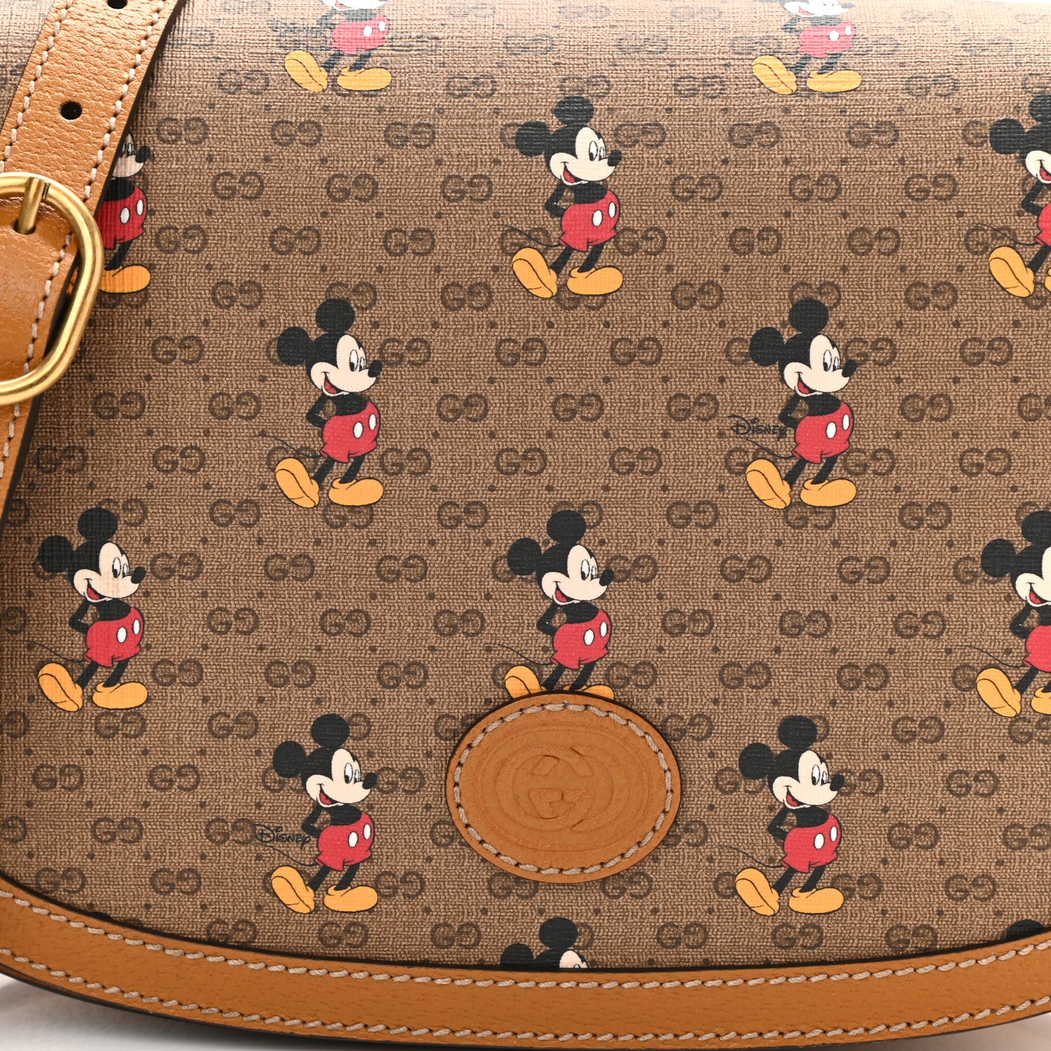 Gucci X DISNEY Mini Vintage GG Supreme Monogram Mickey Mouse Small Flap Messenger Bag Beige Vintage Sun Oil 8 of 11