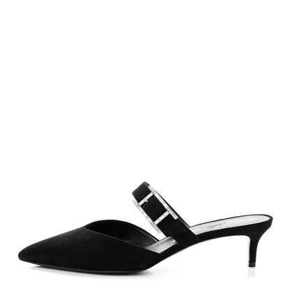 Hermes Suede Goatskin Blink Mules 39 Black 1 of 7