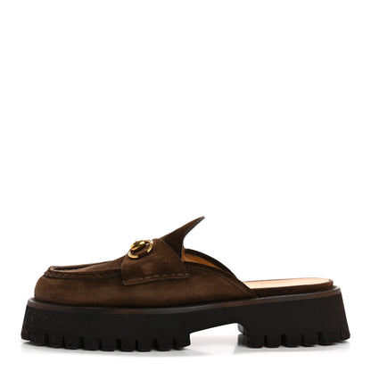 Gucci Suede Horsebit Platform Mules 39.5 Washed Brown 1 of 16