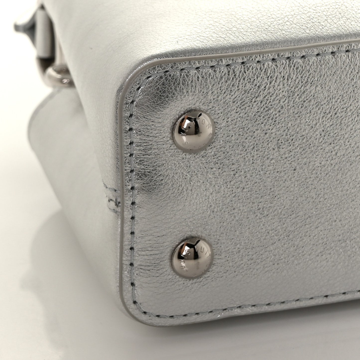 Metallic Calfskin Mini Capucines Silver