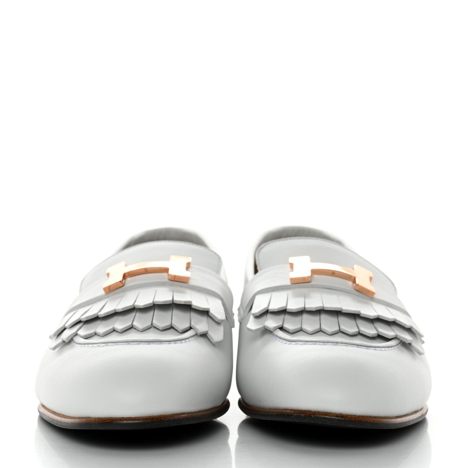 Hermes Calfskin Womens Royal Loafers 39 White 2 of 9
