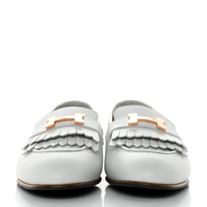 Hermes Calfskin Womens Royal Loafers 39 White 2 of 9