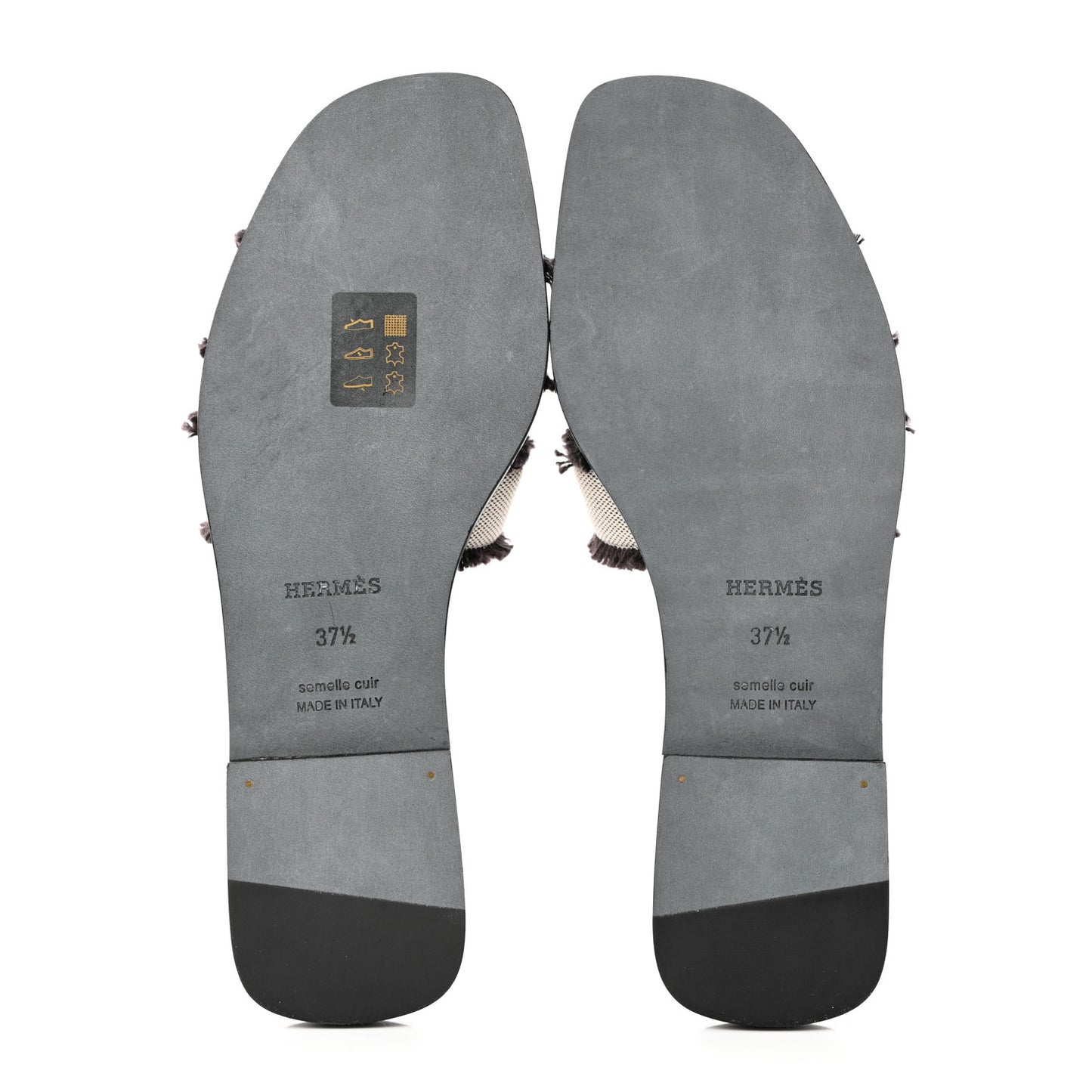 Calfskin Canvas Oran Fringe Sandals 37.5 Prunoir