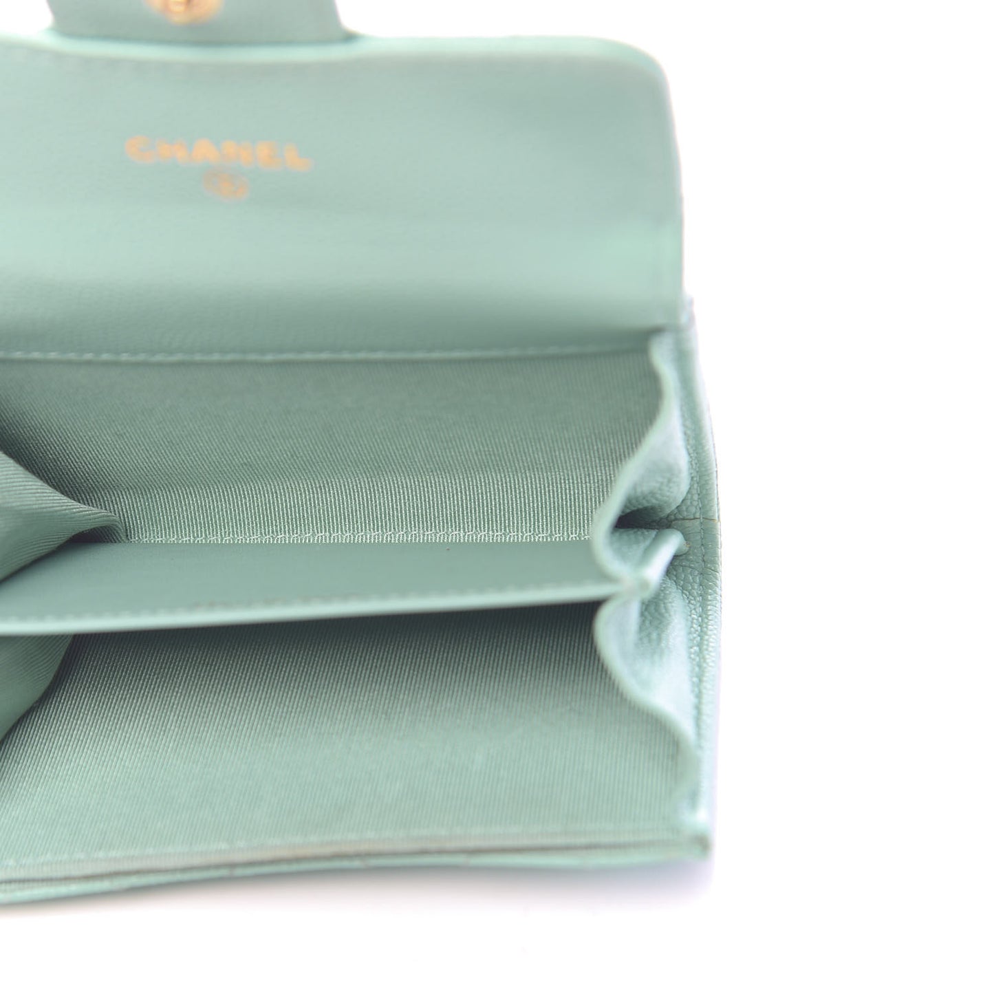 Caviar Quilted Flap Card Holder Wallet Light Blue