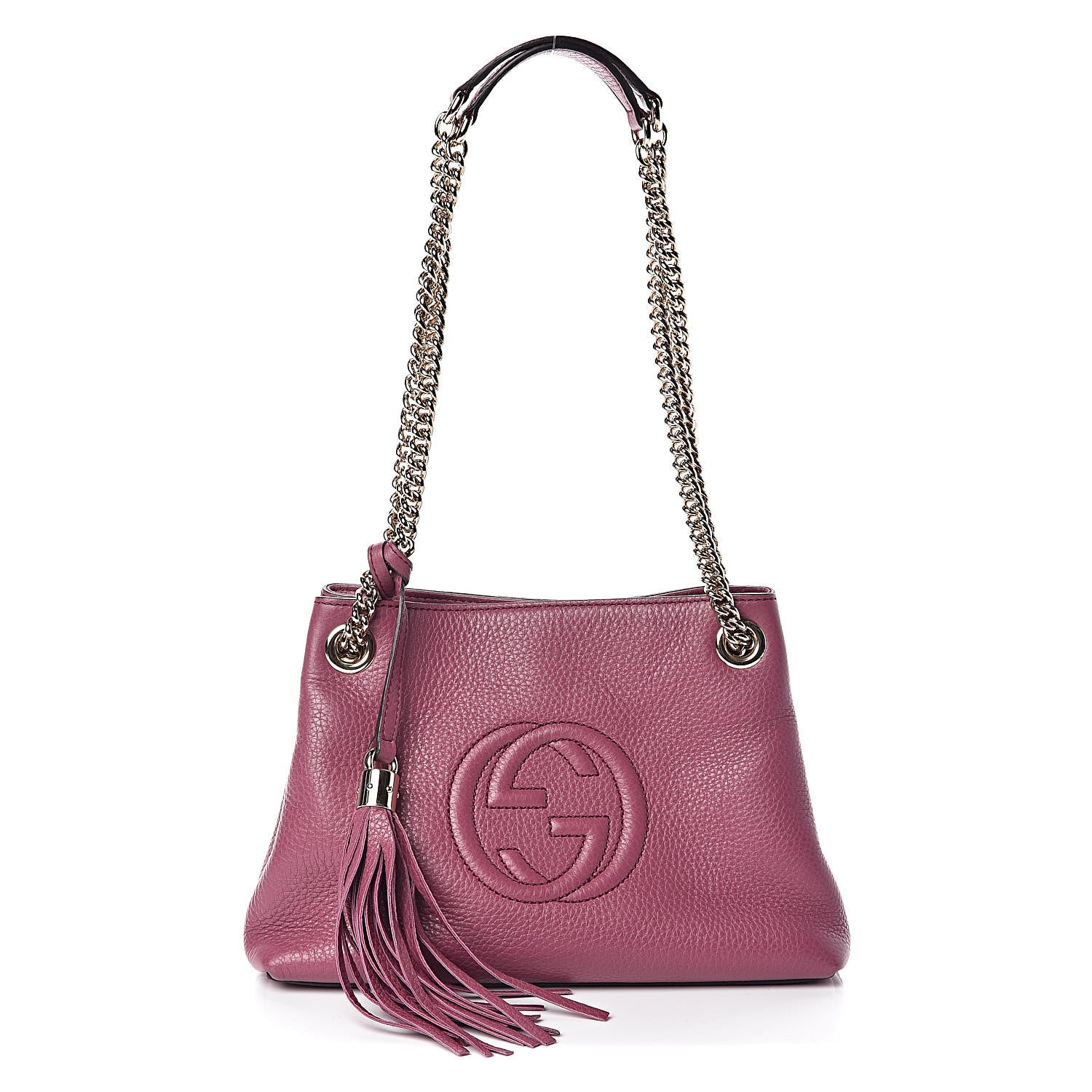 Gucci Pebbled Calfskin Small Soho Chain Shoulder Bag Peonia Flower 1 of 10