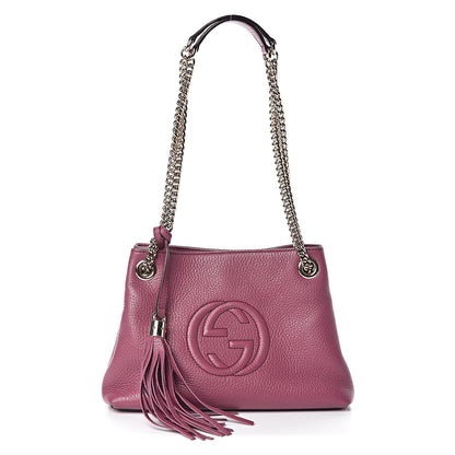 Gucci Pebbled Calfskin Small Soho Chain Shoulder Bag Peonia Flower 1 of 10