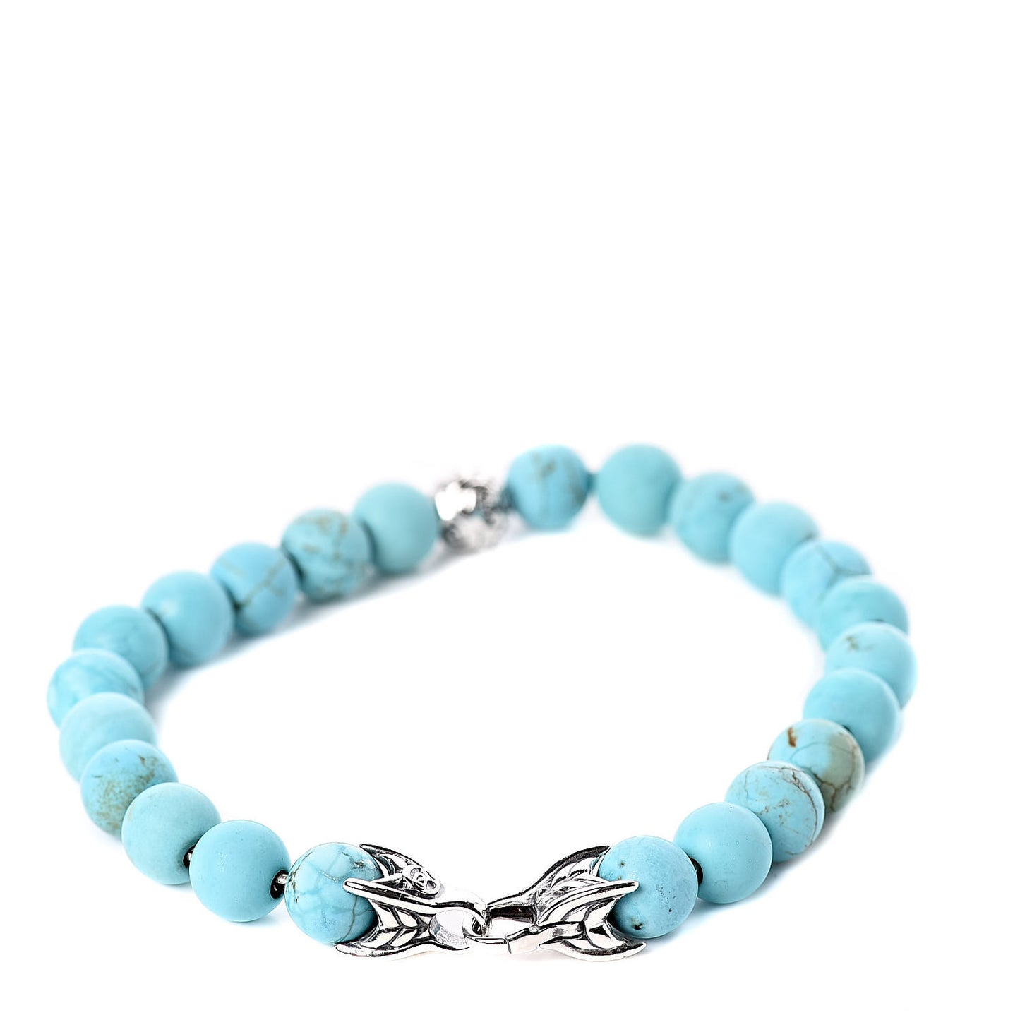 Sterling Silver Turquoise 8mm Spiritual Beads Wave Bracelet