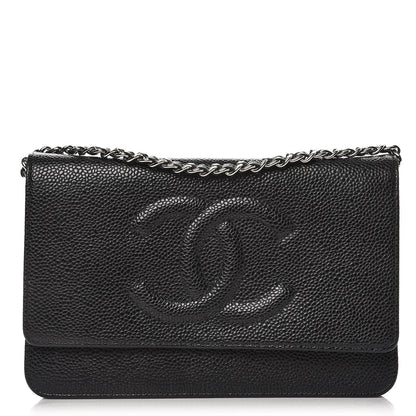 Chanel Caviar Timeless CC Wallet On Chain WOC Black 1 of 10
