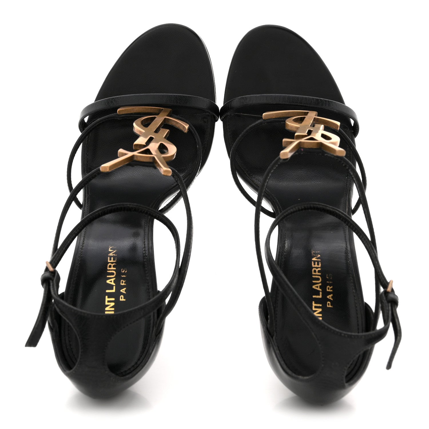 Saint Laurent Calfskin Cassandra 100 Ankle Strap Sandals 41 Black 2 of 12