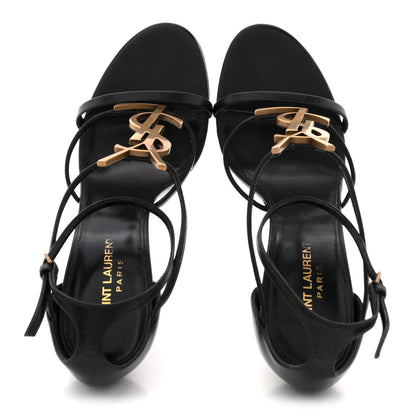 Saint Laurent Calfskin Cassandra 100 Ankle Strap Sandals 41 Black 2 of 12