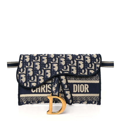 Christian Dior Oblique Slim Saddle Pouch Blue 1 of 10