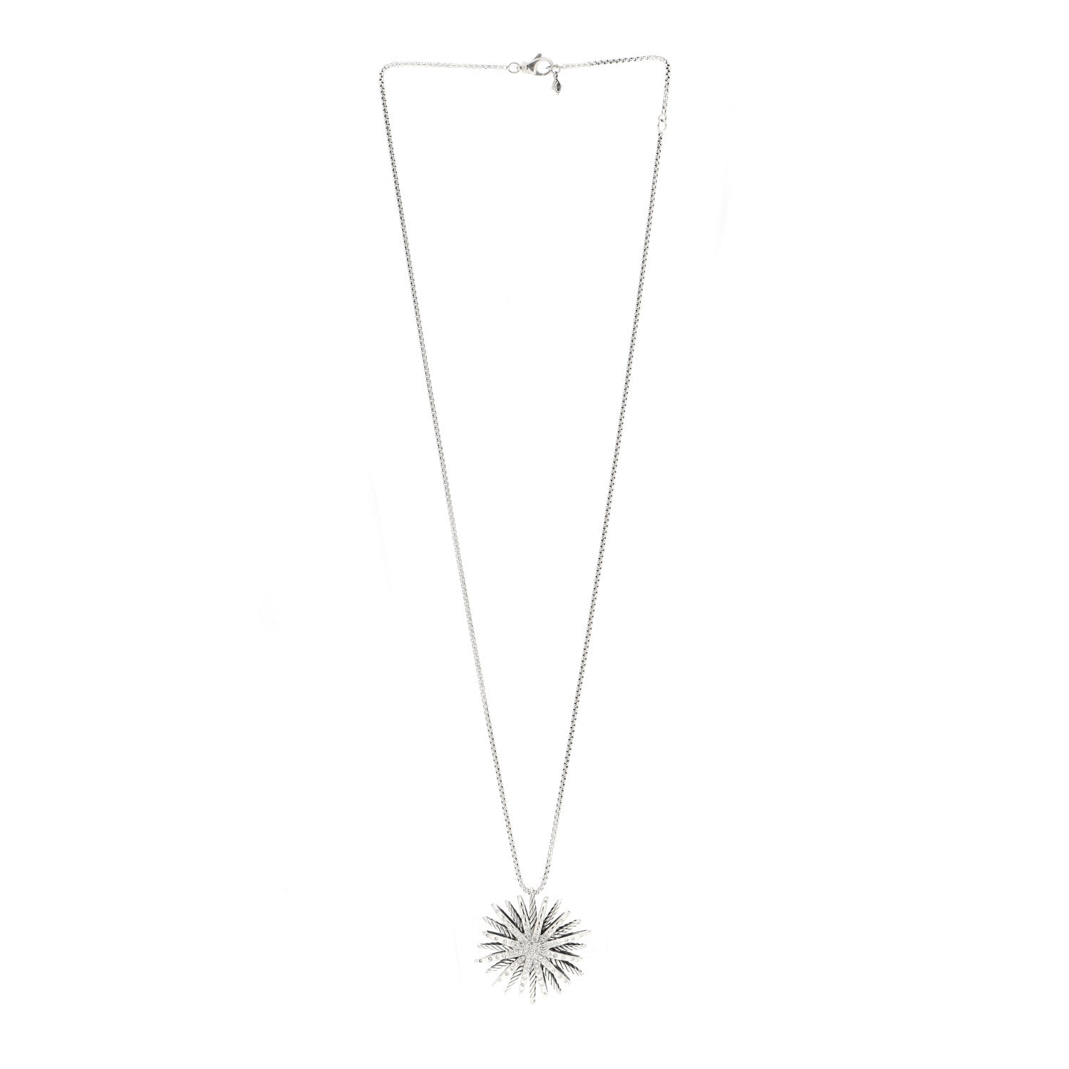 David Yurman Sterling Silver Diamond Large Starburst Pendant Necklace 3 of 4