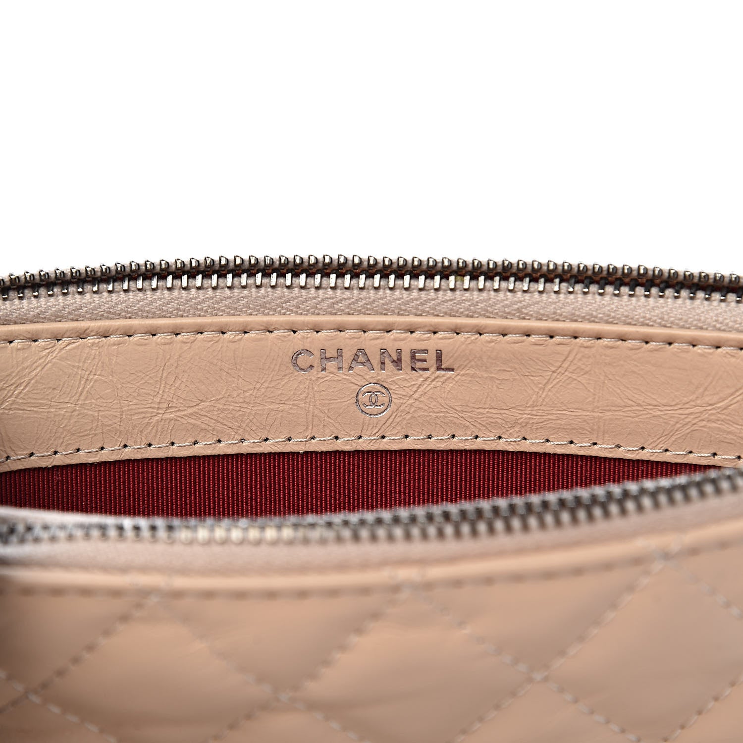 Chanel Aged Calfskin Quilted Small Gabrielle Clutch With Chain Beige Black 7 of 15