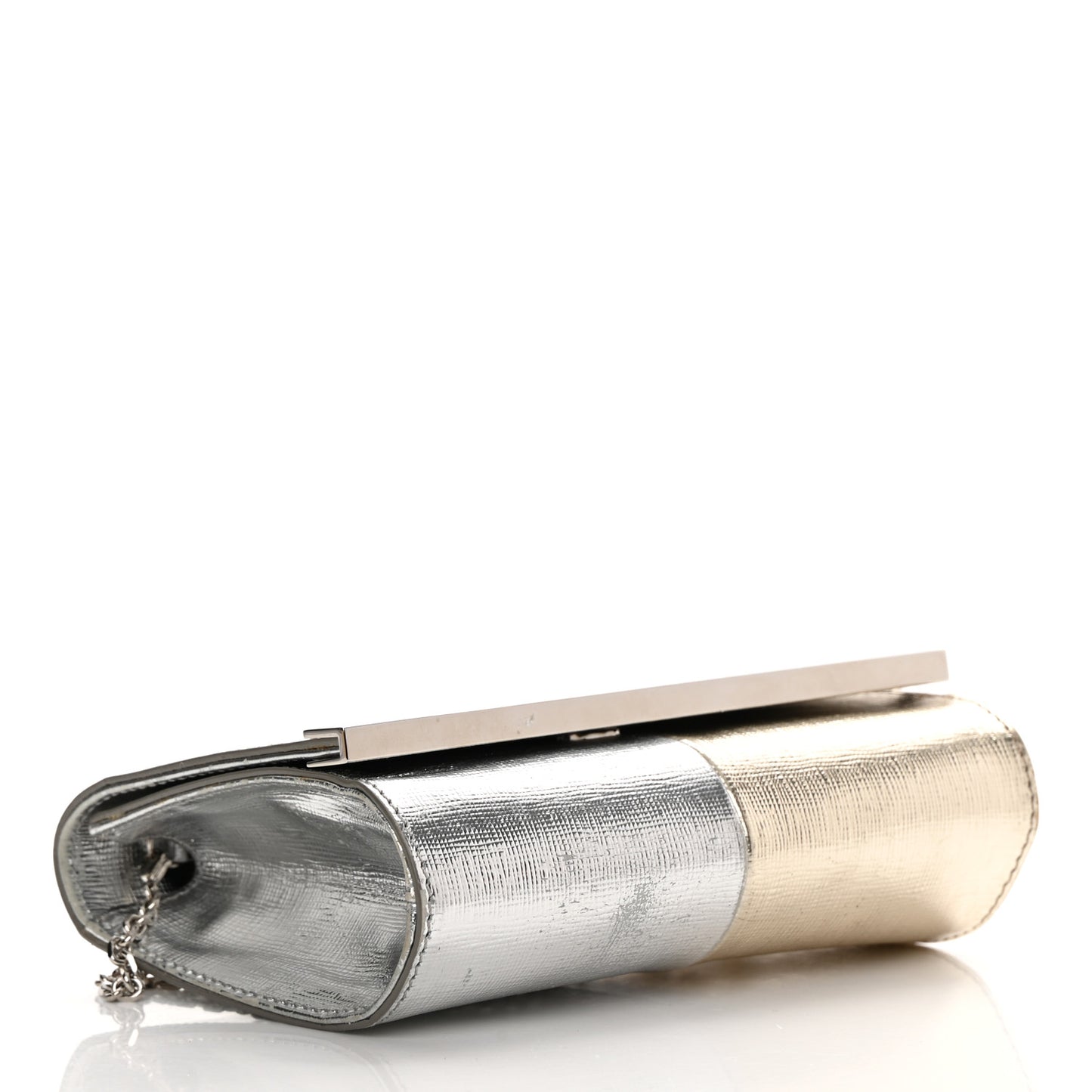 Vitello Mirror Elite Bi-Color Mini Rush Clutch Argento Champagne
