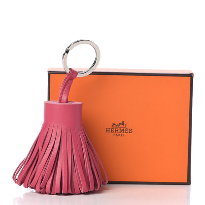 Hermes Lambskin Carmen Tassel Key Holder Rose Shocking 5 of 5