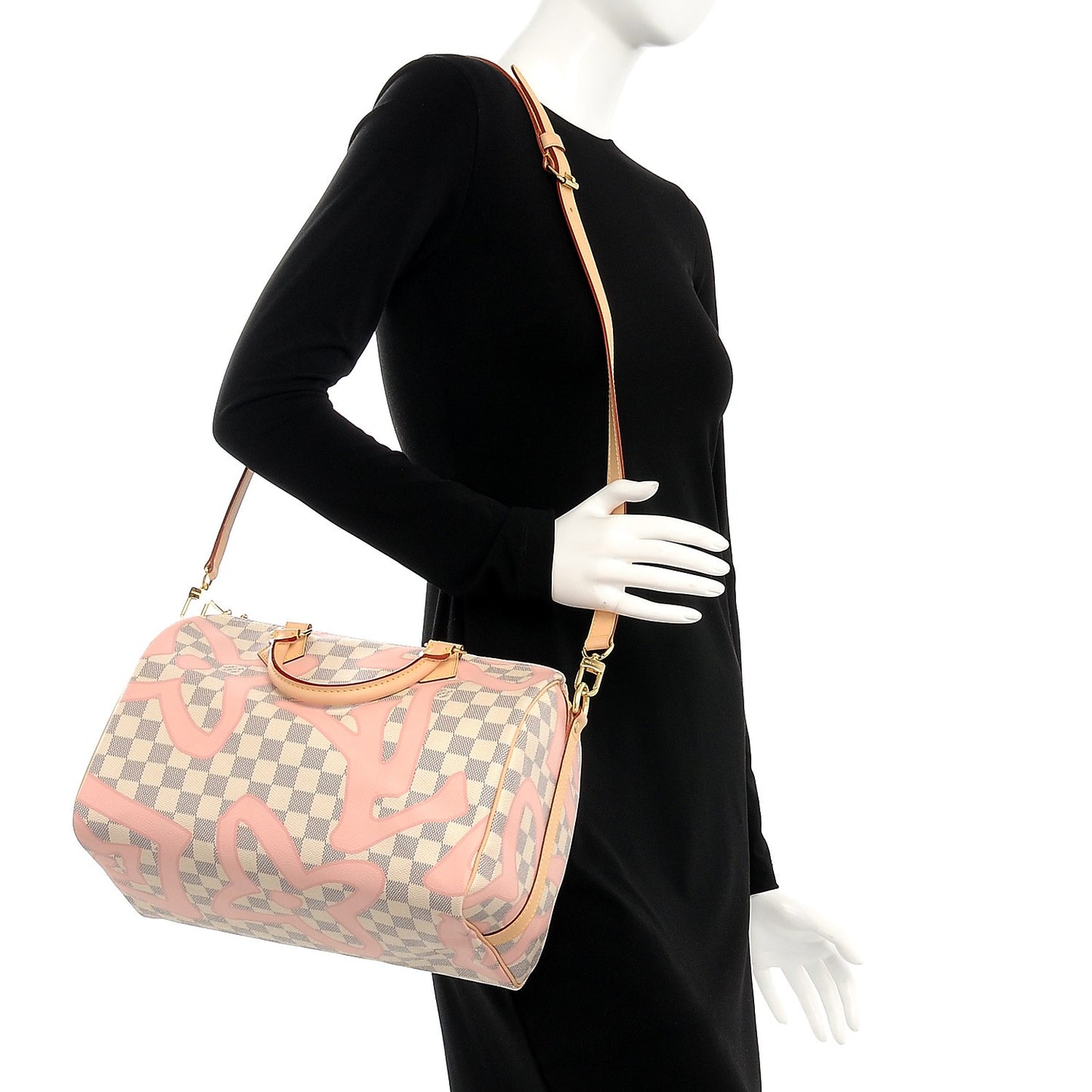 Damier Azur Tahitienne Speedy Bandouliere 30 Rose Ballerine
