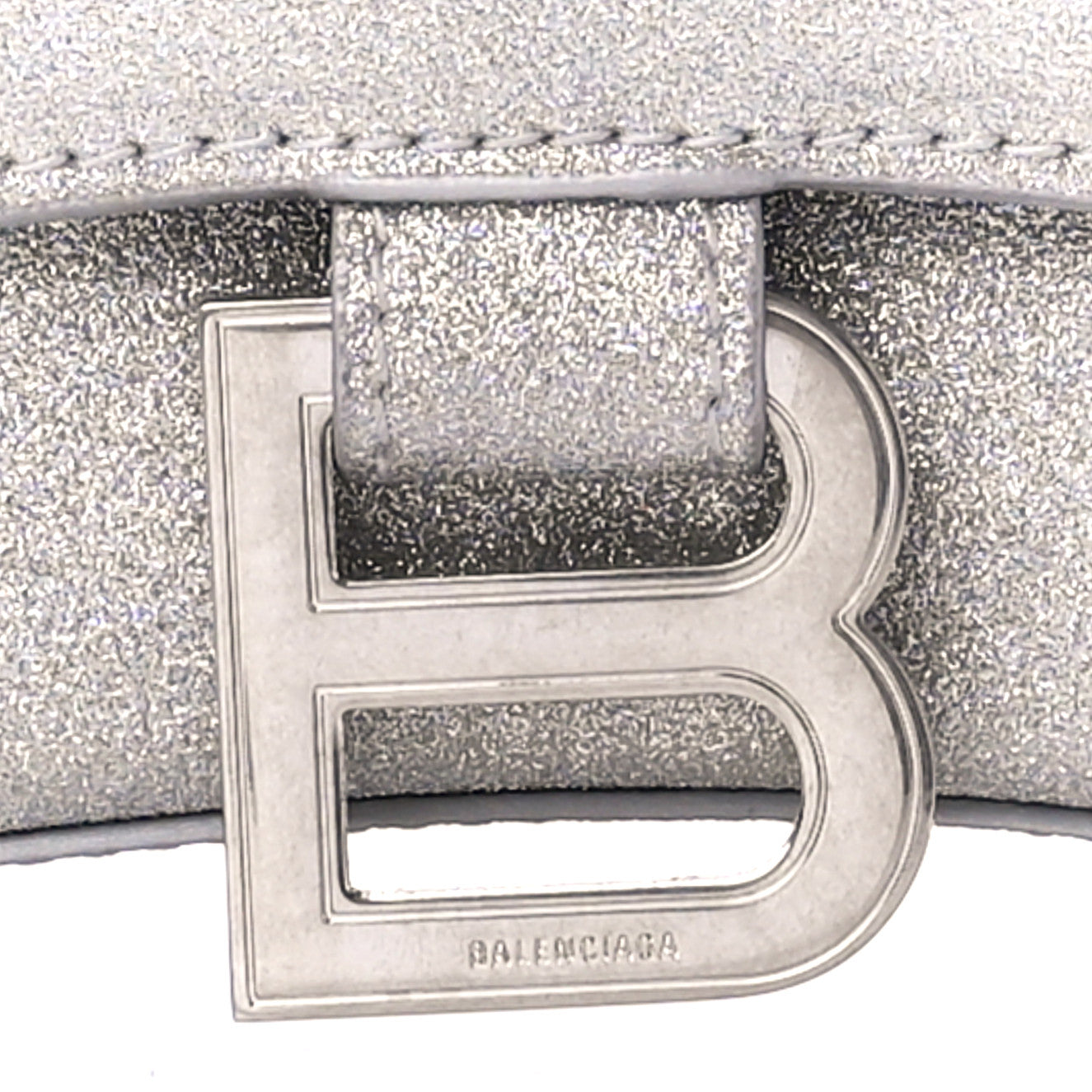 Balenciaga Sparkling Fabric Hourglass Top Handle Bag XS Silver 9 of 11