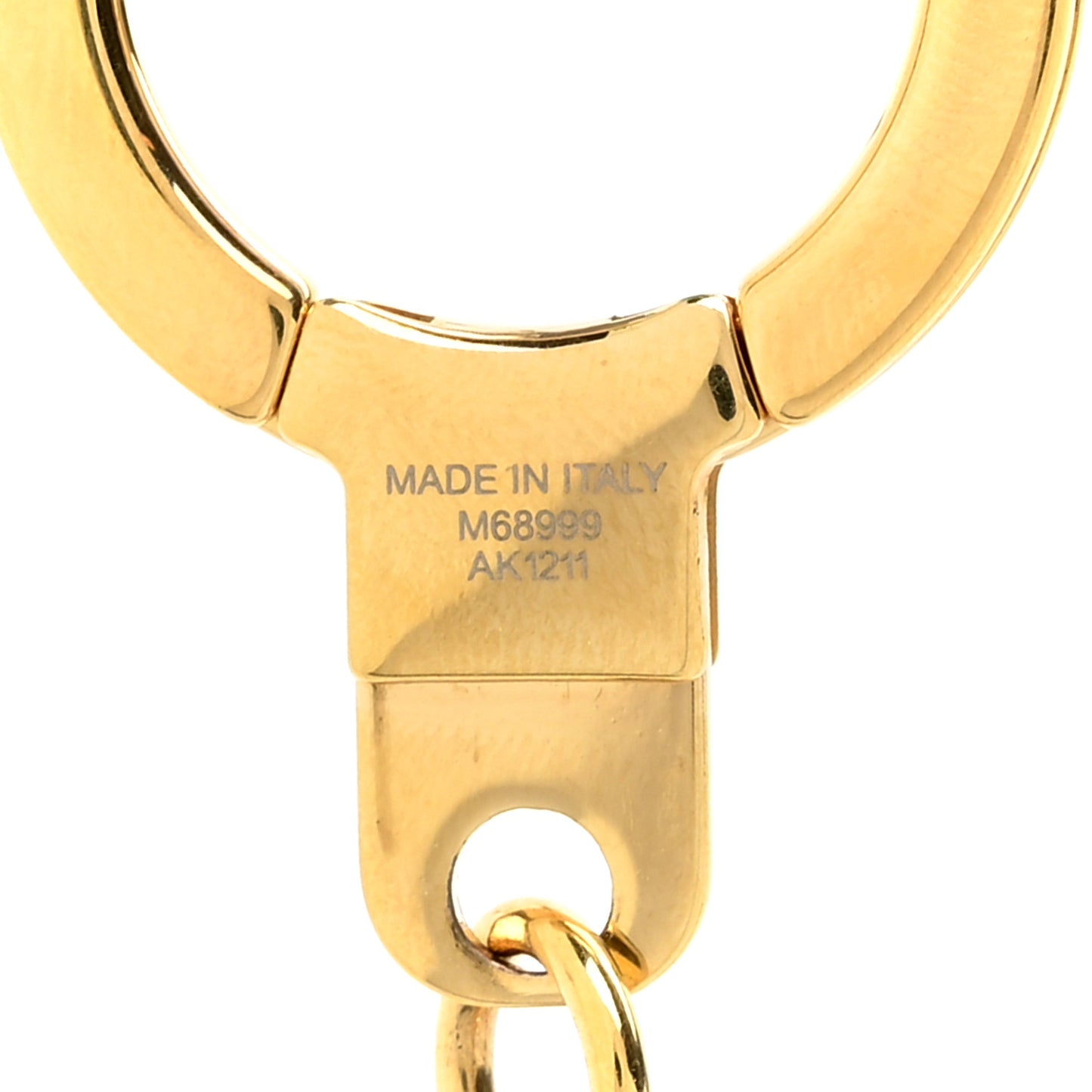 Brass Enamel Fleur De Monogram Bag Charm Chain Gold
