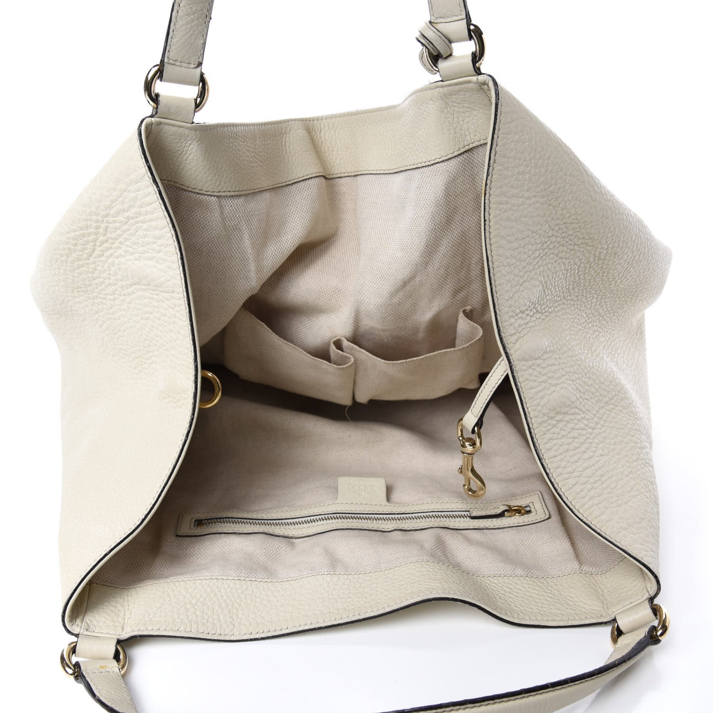 Pebbled Calfskin Large Soho Shoulder Bag Off White