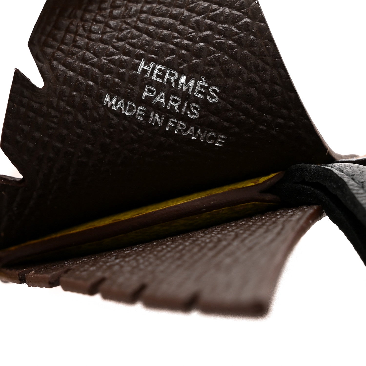 Hermes Epsom Swift Chevre Mysore Birdy Bag Charm Jaune Ambre Black Biscuit 3 of 5