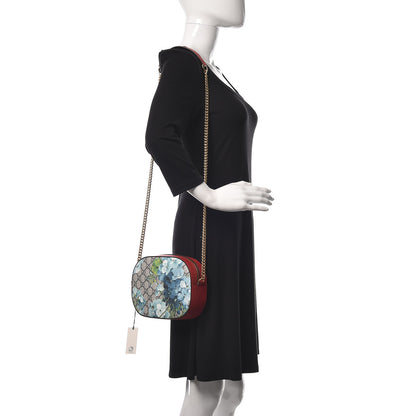 Gucci GG Supreme Monogram Blooms Mini Chain Shoulder Bag Beige Blue Navy Hibiscus Red 2 of 11