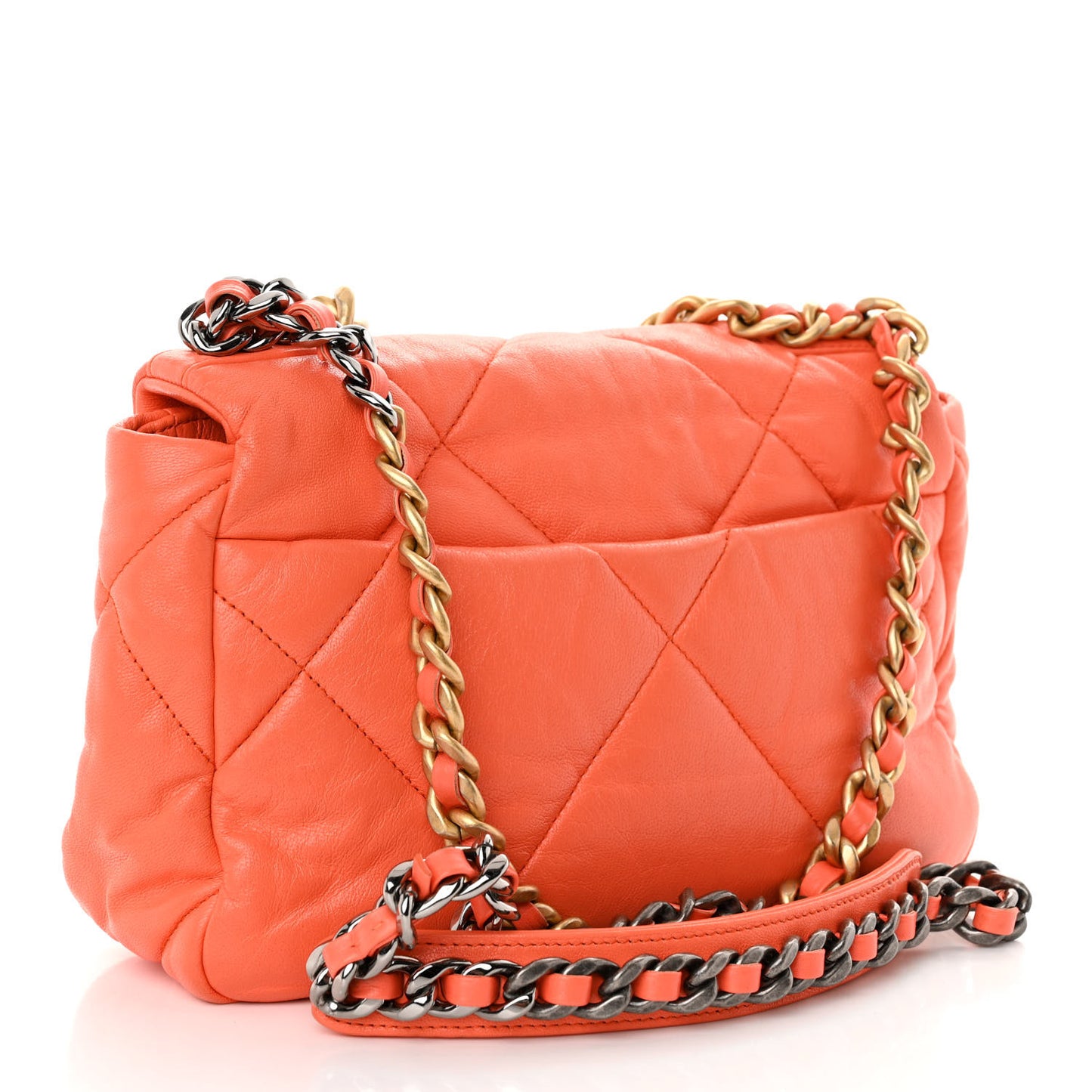 Goatskin Quilted Medium Chanel 19 Flap Orange