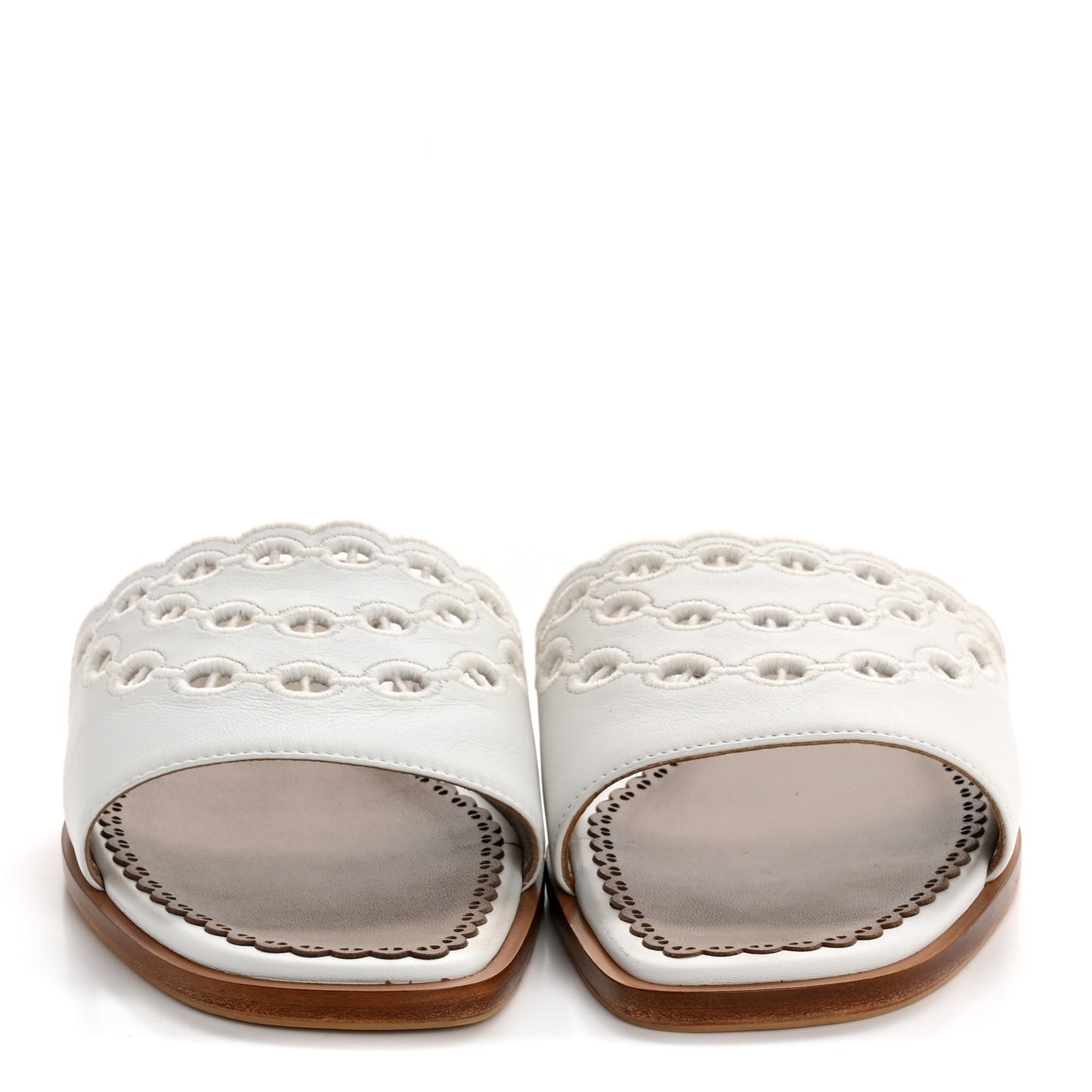 Calfskin Chaine d'Ancre Gaelle Sandals 36.5 White