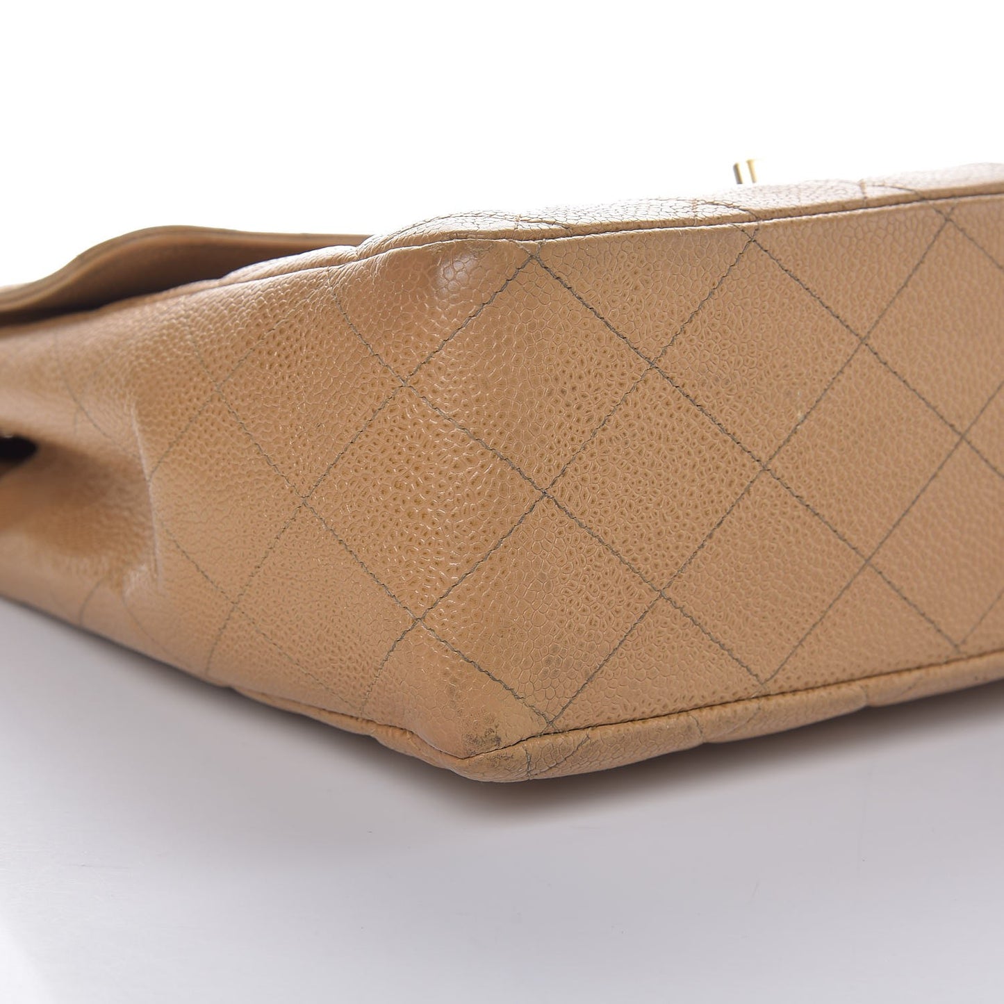 Caviar Quilted Jumbo Single Flap Beige