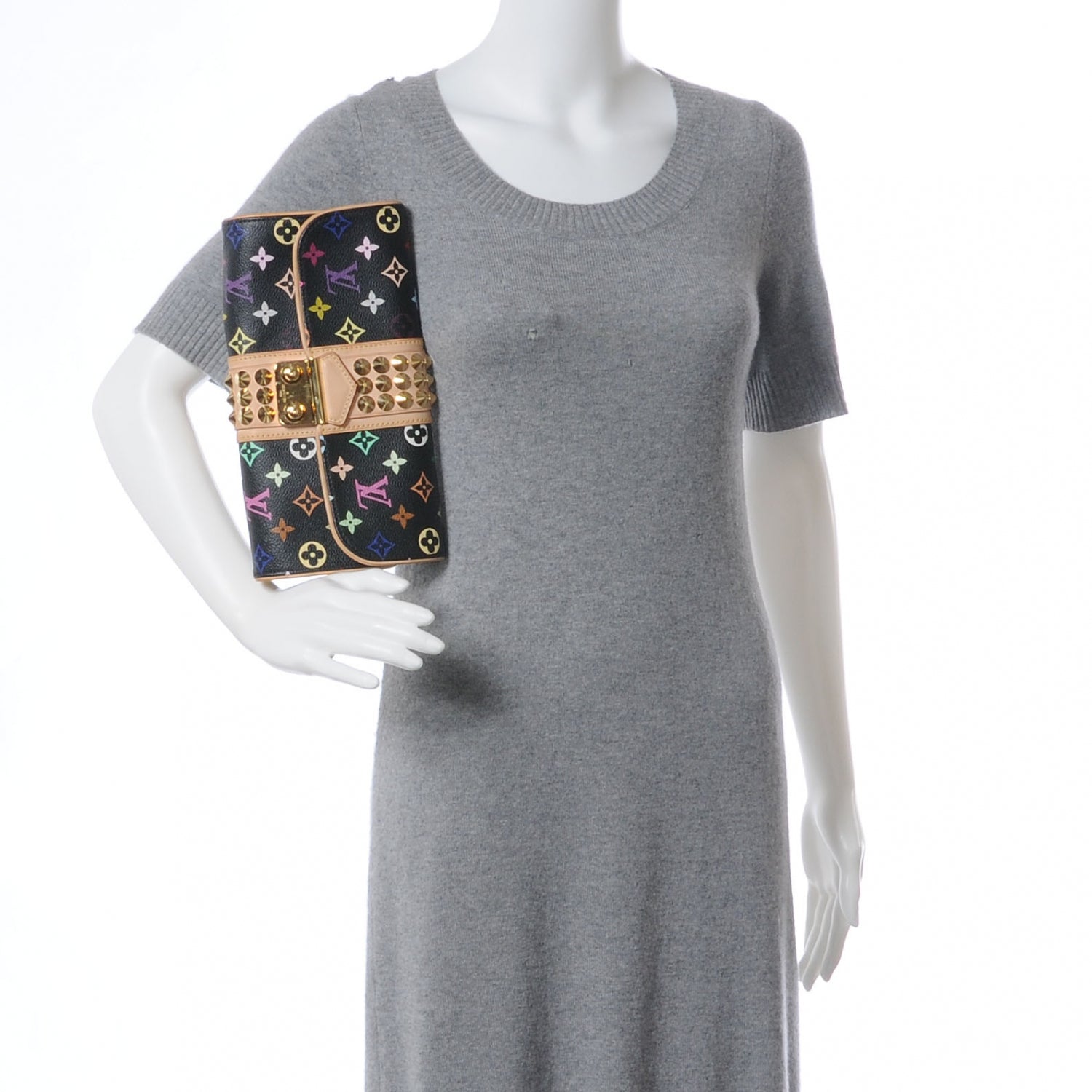 Louis Vuitton Monogram Multicolor Courtney Clutch Black 2 of 7