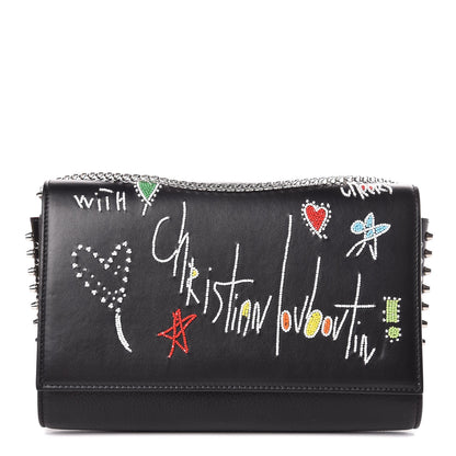 Christian Louboutin Calfskin Beaded Loubitag Paloma Clutch Black 1 of 8