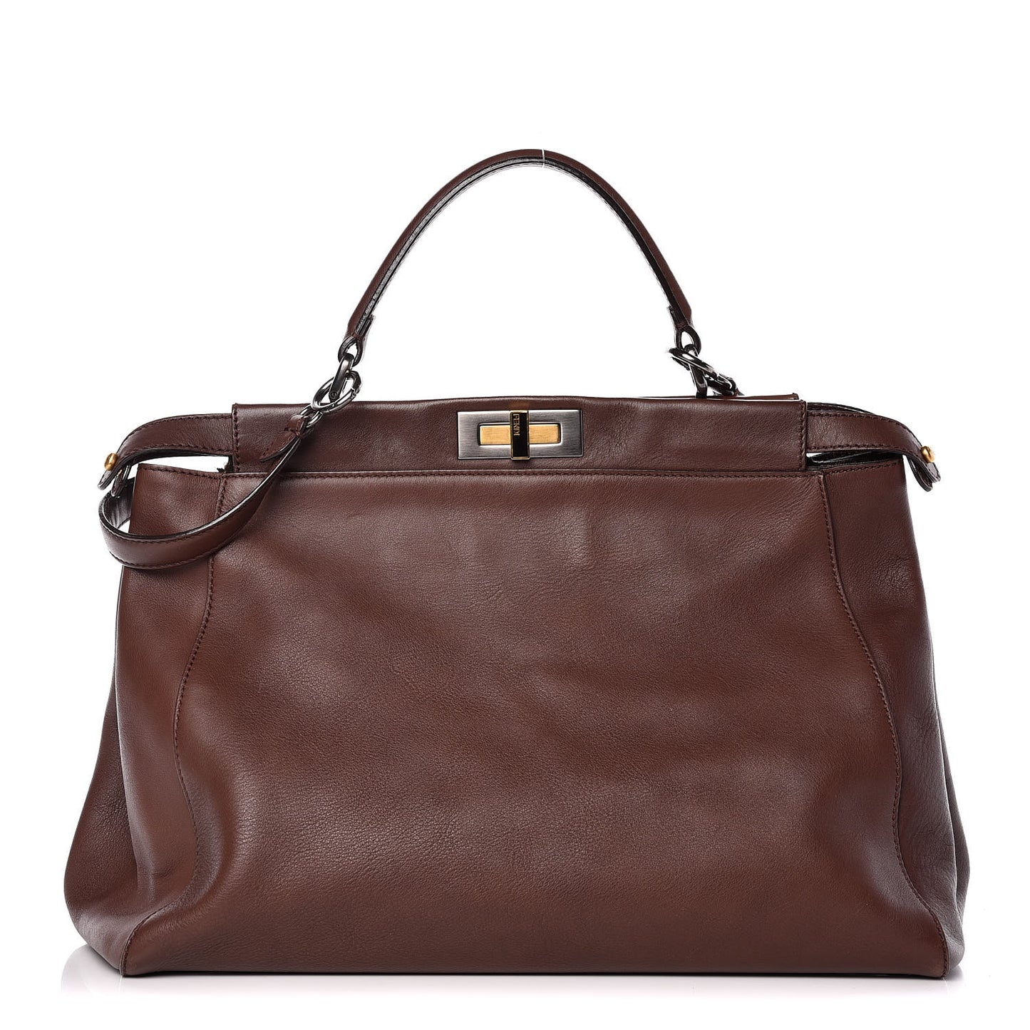 Vitello Zucca Large Peekaboo Iconic Satchel Marrone Tobacco