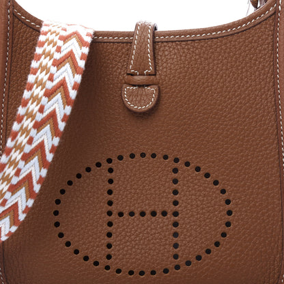 Hermes Taurillon Clemence Allegro Evelyne TPM Gold Cornaline White 10 of 11