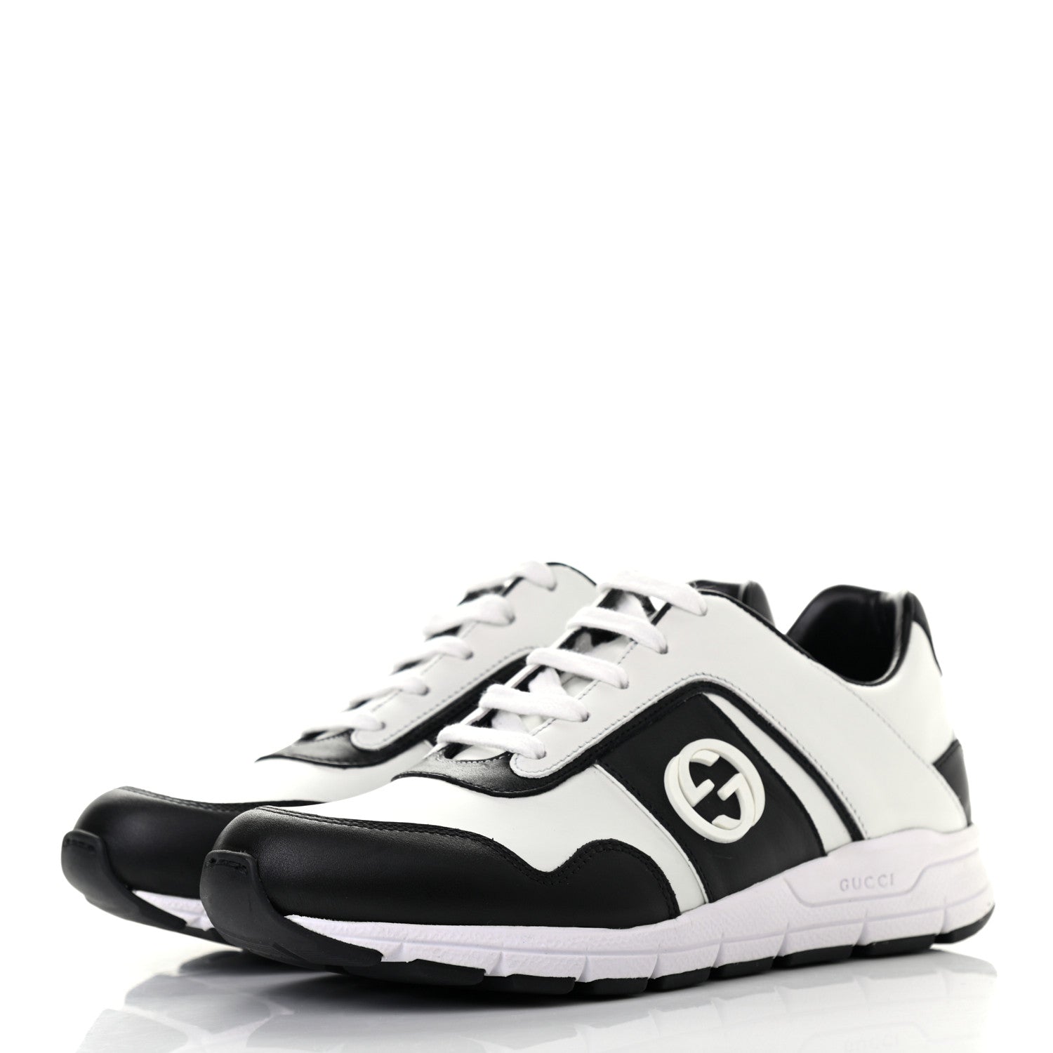 Gucci Calfskin Womens Interlocking G Sneakers 35.5 Black White 5 of 18