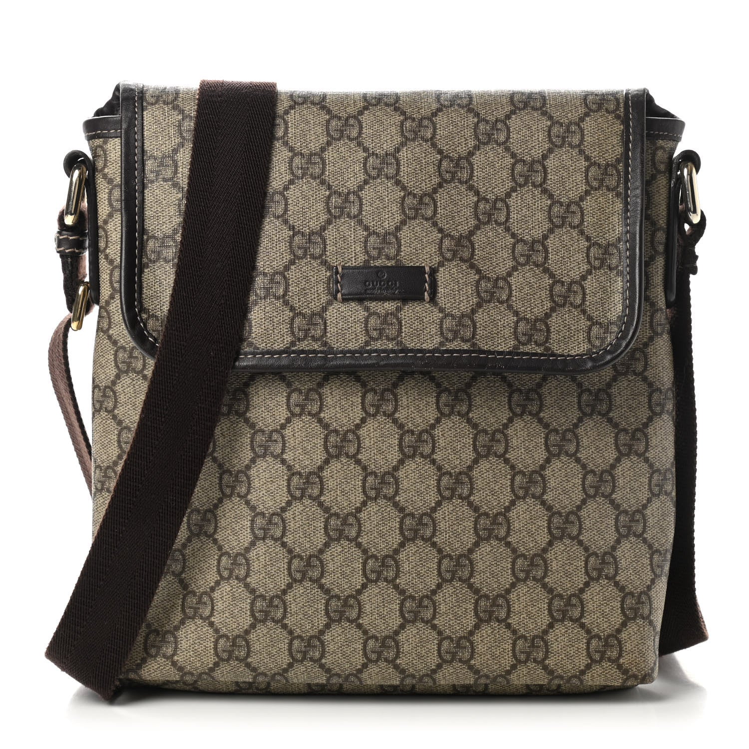 Gucci GG Plus Monogram Small Flap Messenger Bag Beige Dark Brown 1 of 10