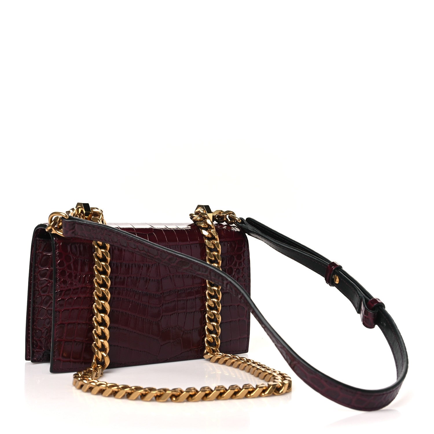 Alexander McQueen Shiny Crocodile Embossed Jeweled Satchel Madder 3 of 10
