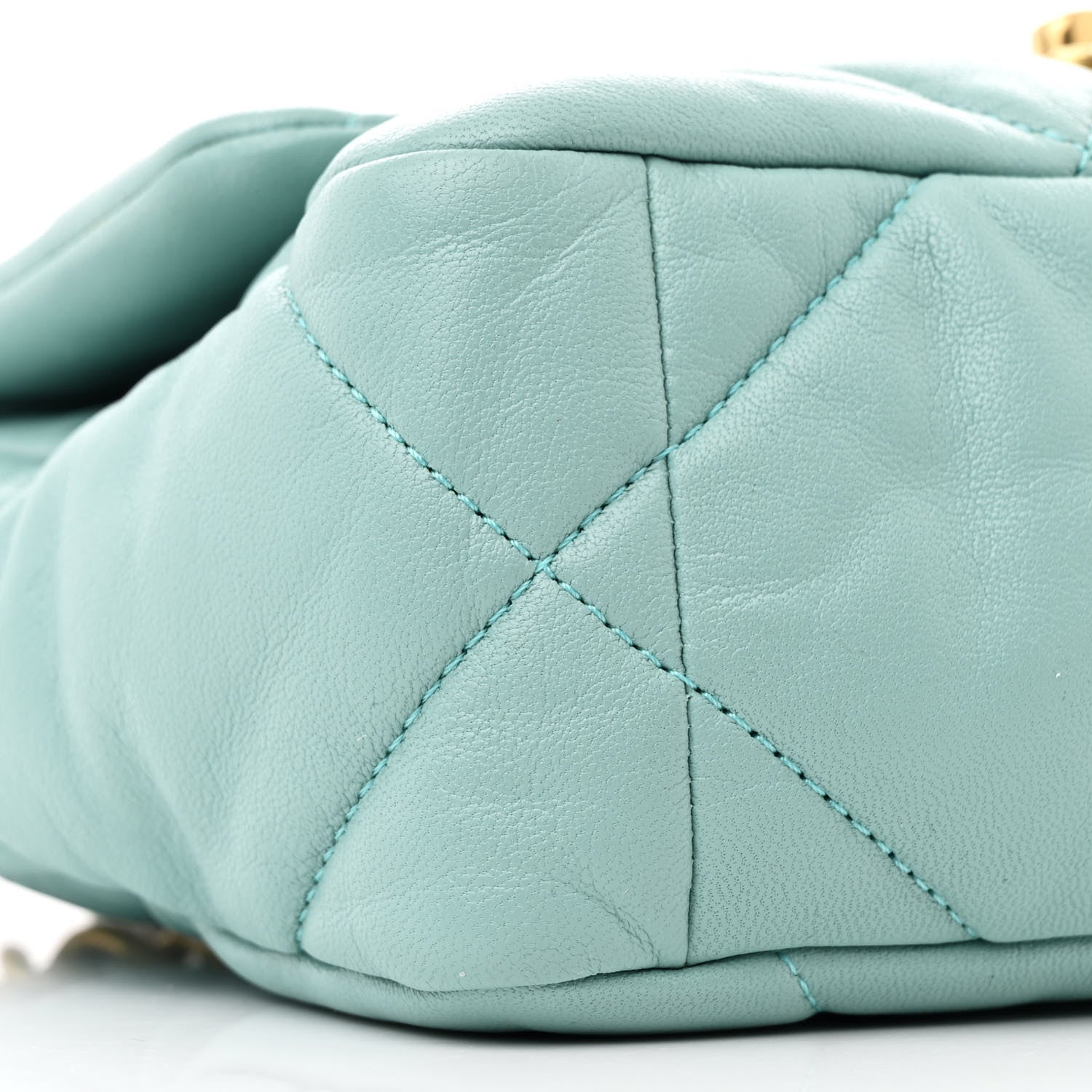 Chanel Shiny Lambskin Quilted Medium Chanel 19 Flap Neon Blue 9 of 10